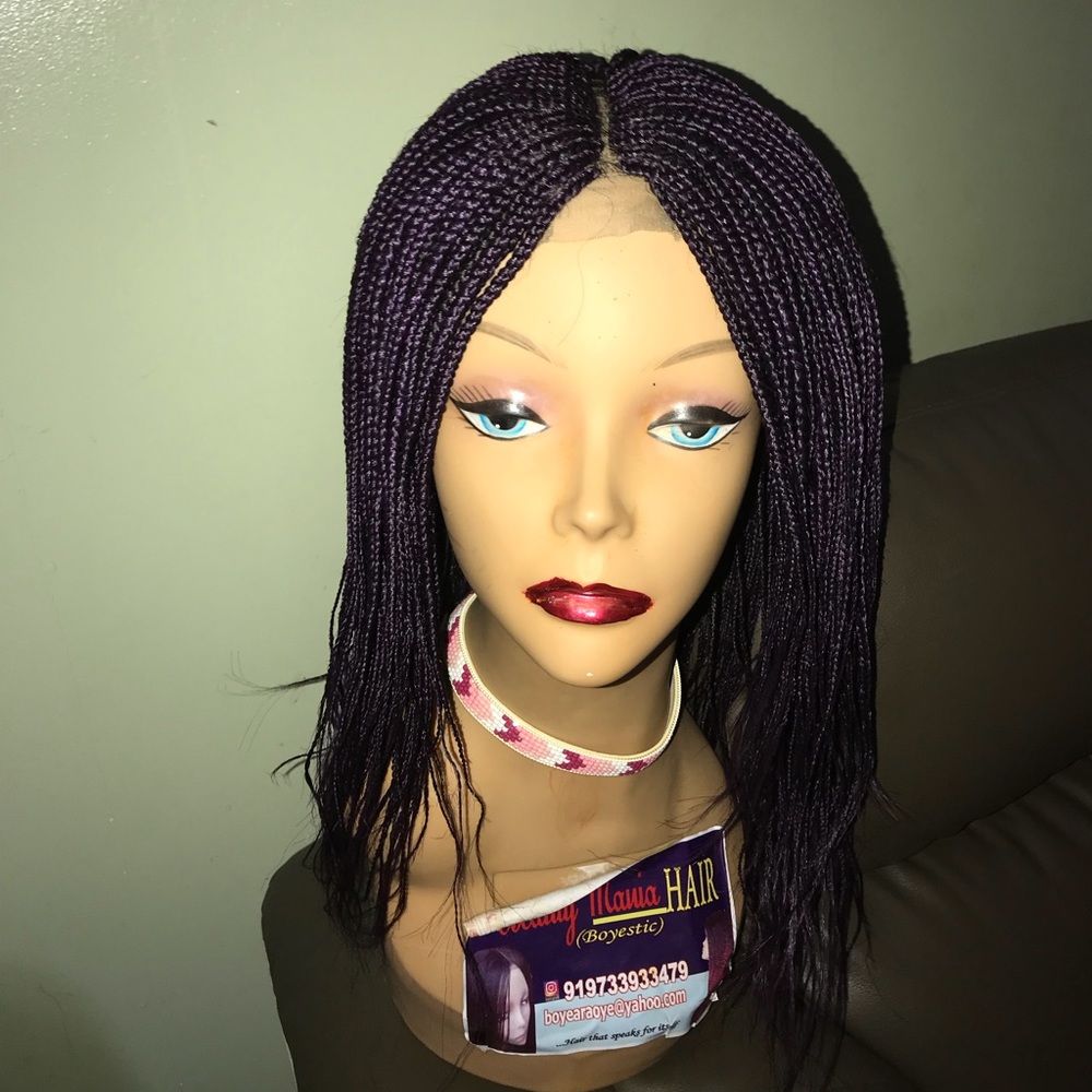Braided wig on purple